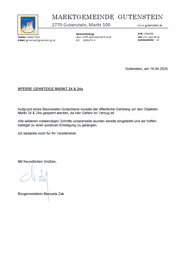 Sperre Öffentliche Gehsteige